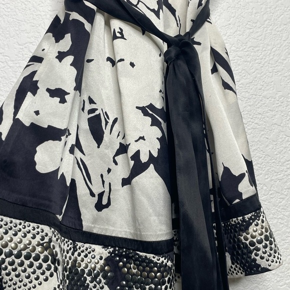 Hale Bob blouse silk beaded sz small black white belted style 8tca2458 - Picture 5 of 9